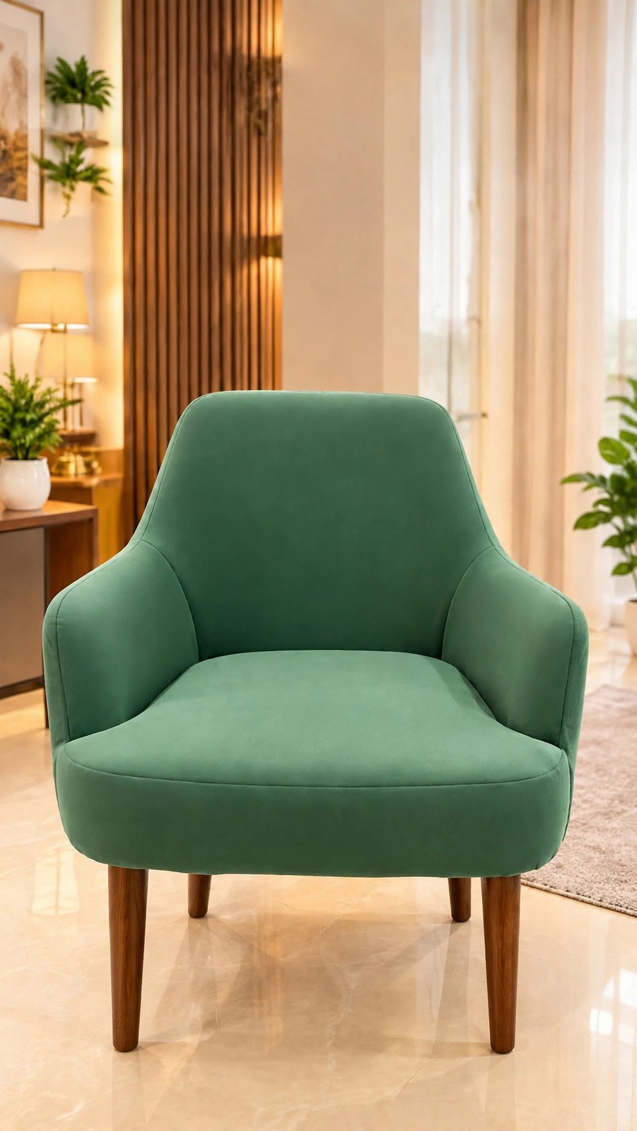 Sage-Green Velvet Washable Chair Cover (on Modern