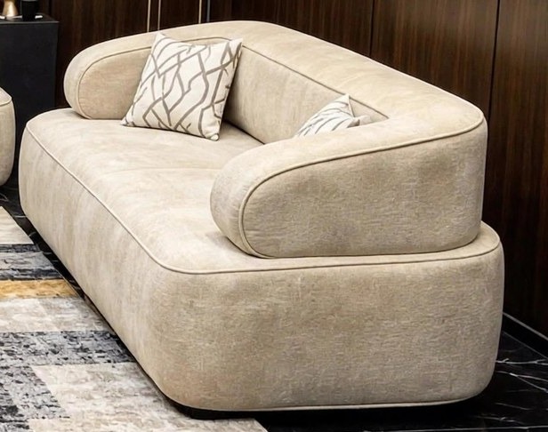 Light-Beige Curved Sofa (Staged Pair, Sep 18)